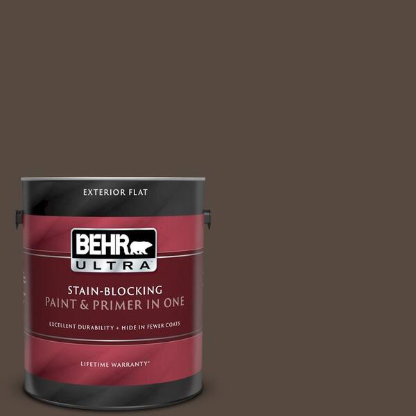BEHR ULTRA 1 gal. #UL140-2 Dark Truffle Flat Exterior Paint and Primer in One