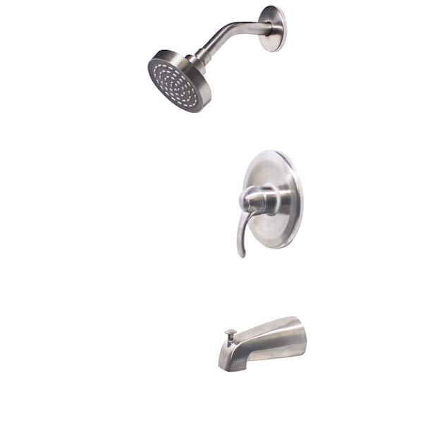 Novatto NIMBUS Single Handle 1 -Spray Tub and Shower Faucet 2.5 GPM in. Brushed Nickel Valve Included