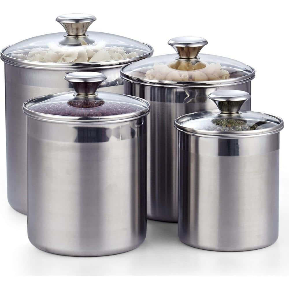 PRIMEPLUS 4-Piece Large Stainless-Steel Canisters Sets CS-GY4-003 - The ...