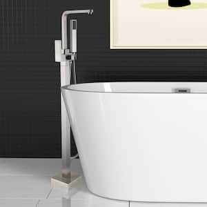 Single Handle Freestanding Tub Faucet Handheld Shower in Brushed Nickel