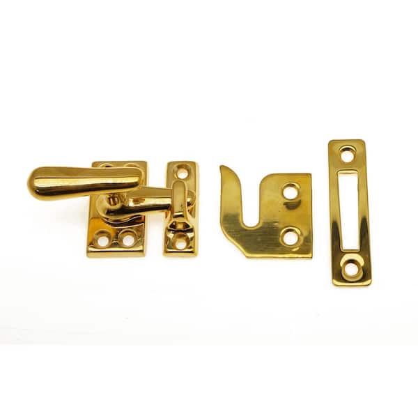 idh by St. Simons Polished Solid Brass Small Swing Lock Window Sash Lock with Casement Fastener
