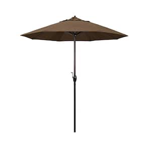 7.5 ft. Bronze Aluminum Market Auto-Tilt Crank Lift Patio Umbrella in Cocoa Sunbrella