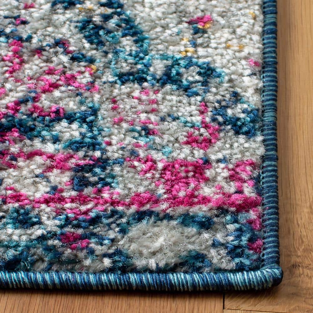 Madison Denim Blue & Purple 8' x 10' Boho Chic Synthetic Area Rug