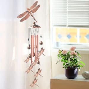 32 in. Copper Dragonfly Wind Chime, Garden Decoration, Garden Gifts, Outdoor Wind Chime, Yard Decoration