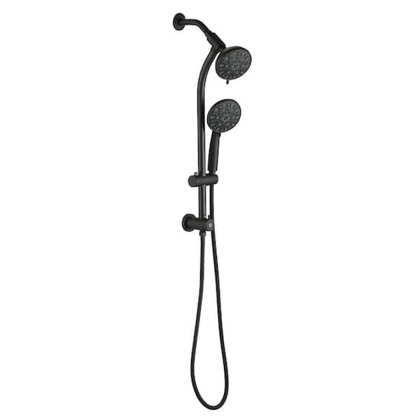 PROOX 7-Spray Patterns with 1.8 GPM 5 in. Tub Wall Mount Dual Shower Heads in Matte Black