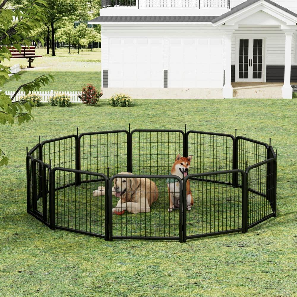 Dog Playpen 12-Panel Dog Fence 24 in. Pet Pen for Small Dogs Pet Exercise P