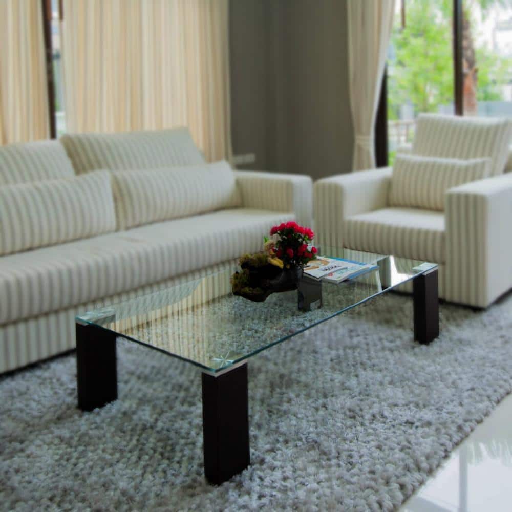 Clear Tempered Glass Rectangle Table Top with Rounded Corners, 30" x 72"