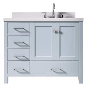 Cambridge 43 in. W x 22 in. D x 36 in. H Bath Vanity in Grey with Pure White Quartz Top