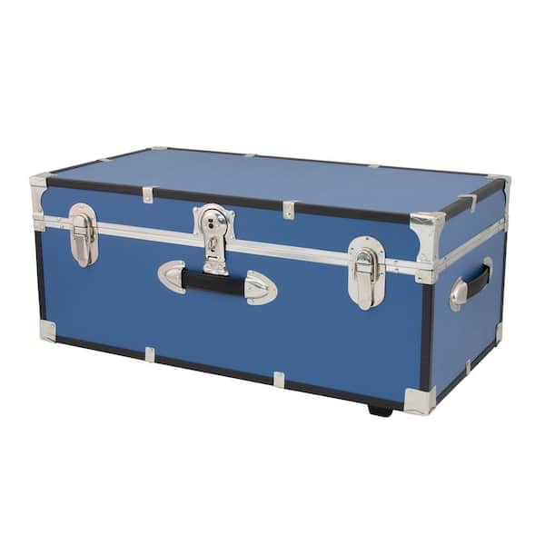 HOUSEHOLD ESSENTIALS Metal Steamer Trunk, 2-Piece Set in Blue and Red  9515-1 - The Home Depot