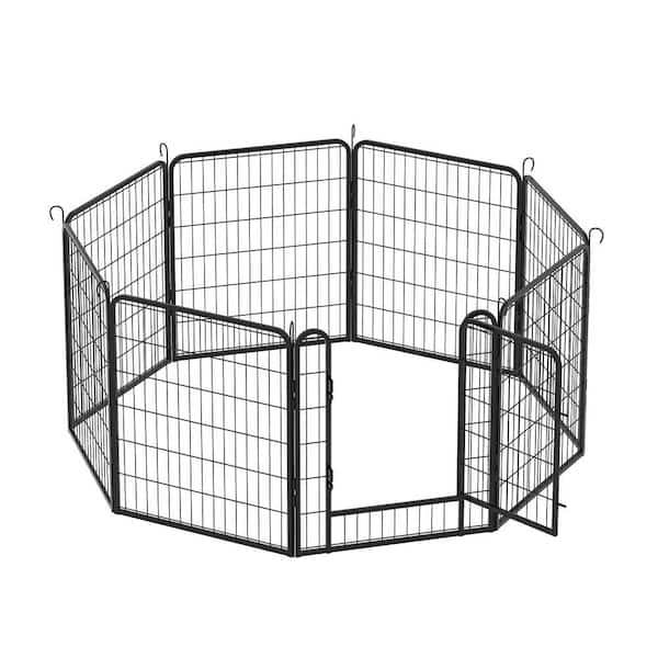 Unbranded Dog Playpen, 32 in. H 8-Panels Fence Indoor Outdoor Heavy-Duty Metal Foldable Dog Kennel Dog Pen with Anti-Rust Coating
