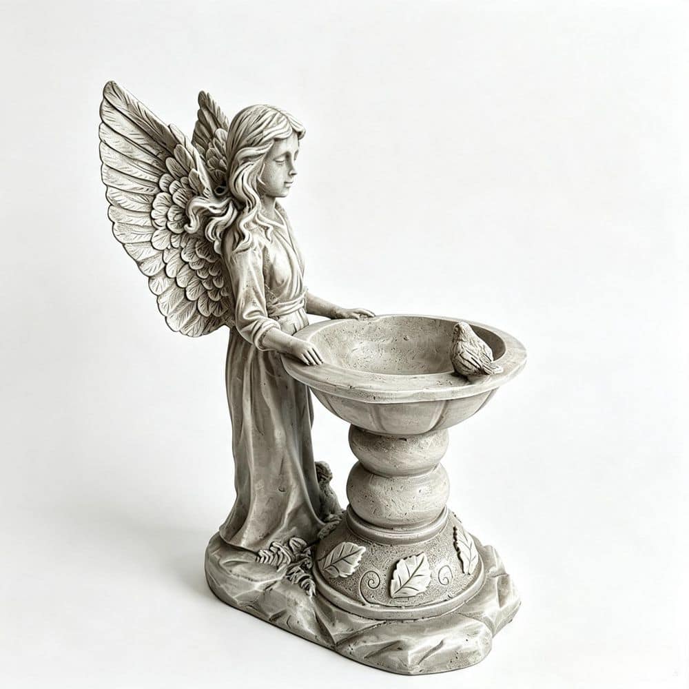 15.35 in. H Resin Garden Angel Bird Bath Sculpture with Pedestal Bowl, Decorative Bird Feeder and Water Basin price history on PriceWatchPro