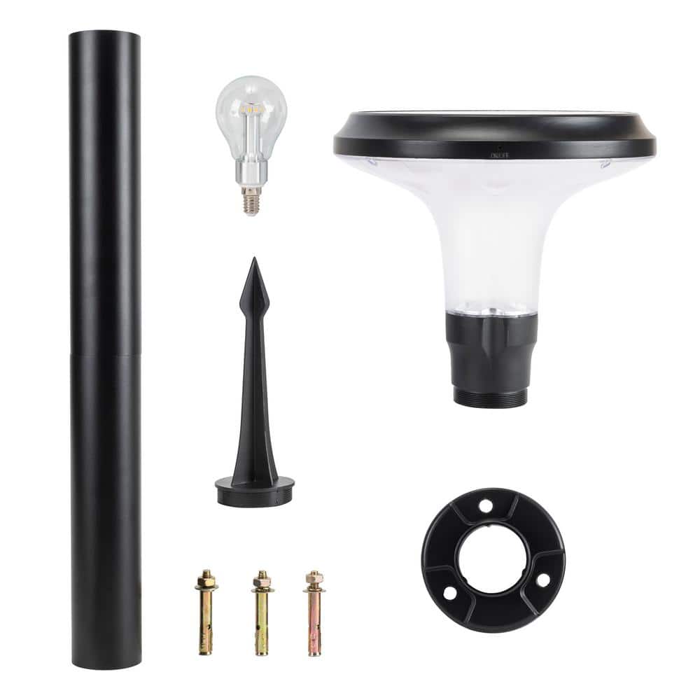 Black Cast Aluminum LED Solar Pathway Light with Dusk to Dawn