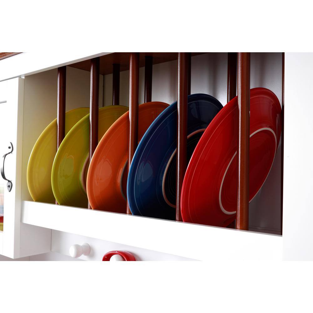 White and Pine Multi-Functional China Cabinet with Glass Doors