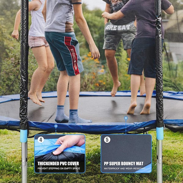 SKONYON 10 ft. Round Trampoline with Safety Enclosure Net and Ladder  SK-88131 - The Home Depot