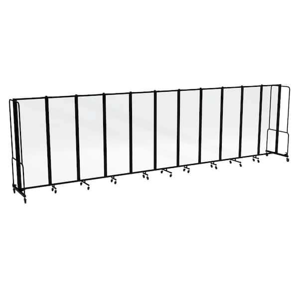 HAMPDEN FURNISHINGS Otis Collection Portable Room Divider, 11 Transparent Panels, Black Frame