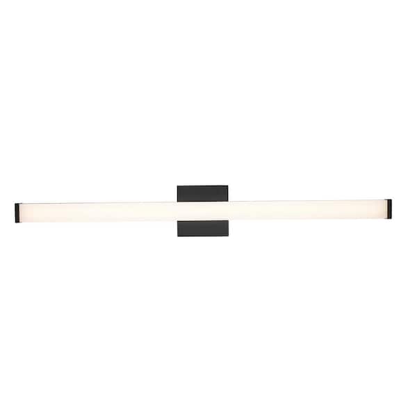 Bel Air Lighting 36 in. Integrated LED Black Bathroom Vanity Light Fixture with Rectangular Acrylic Shade
