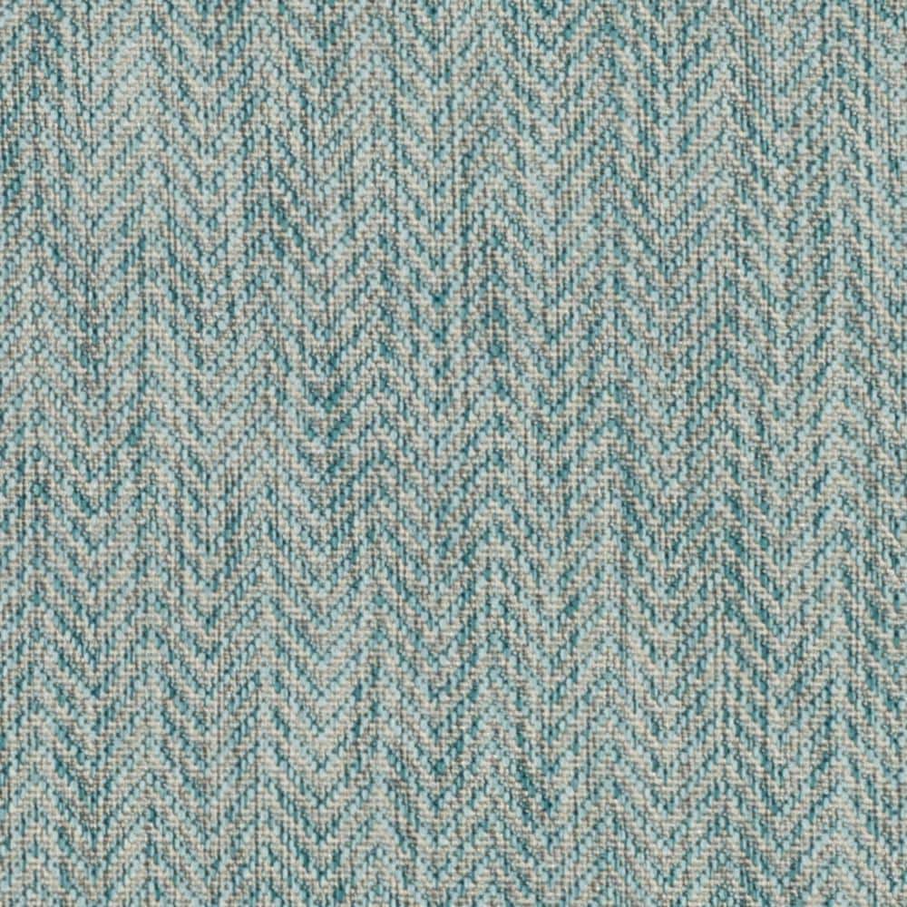 Aqua and Grey Synthetic 27'' Easy-Care Indoor/Outdoor Runner Rug