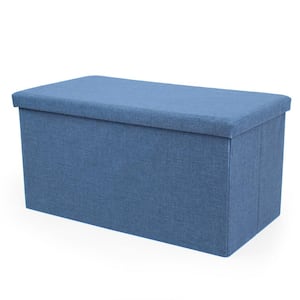 Ryan Navy Blue Tray Coffee Table Ottoman with Storage