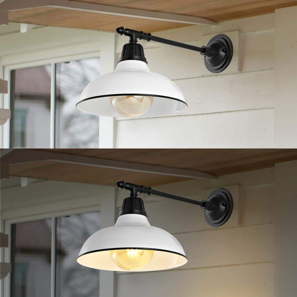 Wallace Satin White 12.25" Iron LED Dimmable Outdoor Sconce