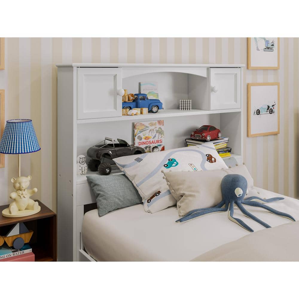 Hadley Twin White Wood Platform Bed with Storage Drawers