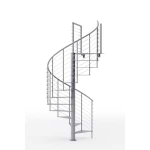 Hayden Gray Interior 60in Diameter, Fits Height 110.5in - 123.5in, 1 36in Tall Platform Rail Spiral Staircase Kit