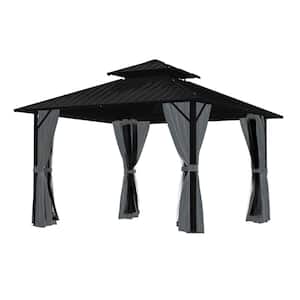 EGEIROSLIFE 12 ft. x 20 ft. Brown Double Roof Hardtop Patio Gazebo