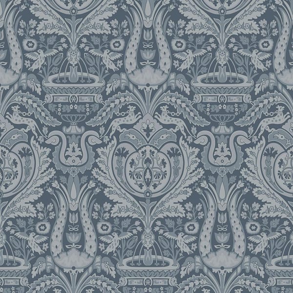 Laura Ashley Laura Ashley Heraldic Damask Dusky Seaspray Wallpaper