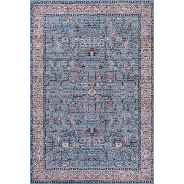 Kemer All-Over Persian Machine-Washable Blue/Red/Brown 4 ft. x 6 ft. Area Rug