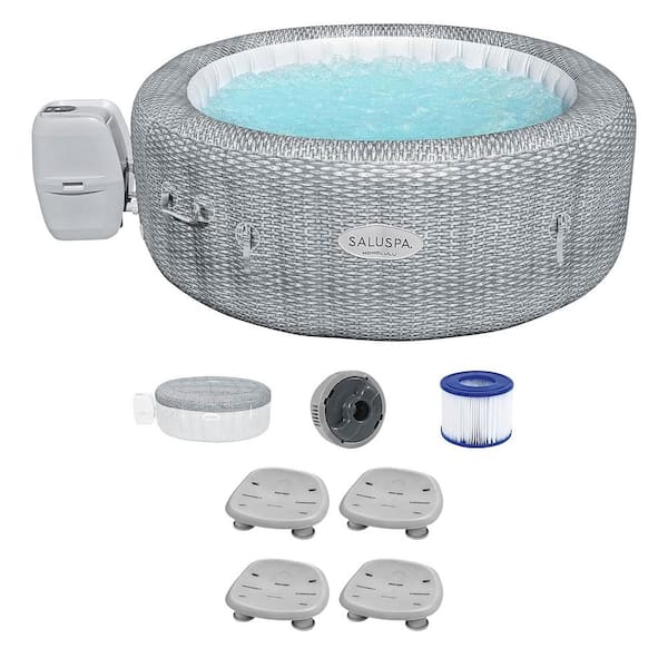 Bestway Honolulu 6-Person AirJet Inflatable Hot Tub with 4 Non Slip Pool and Spa Seat