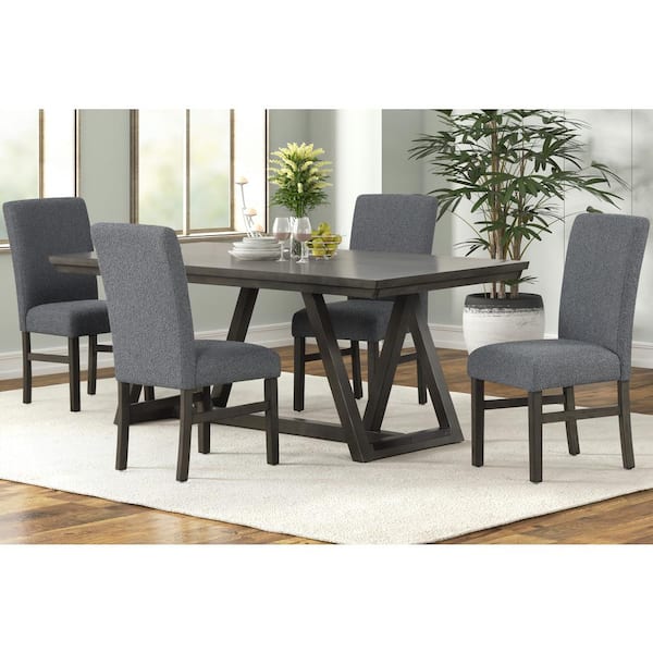 NEW CLASSIC HOME FURNISHINGS High Line 5-Piece Gray Wood Top Dining Table Set (Seats-4)