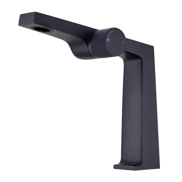 Single Handle Single Hole Bathroom Faucet Brass Modern Sink Basin Vanity Taps in Matte Black