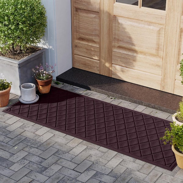 Waterhog Argyle 22 in. x 60 in. PET Polyester Indoor Outdoor Runner Mat Bordeaux