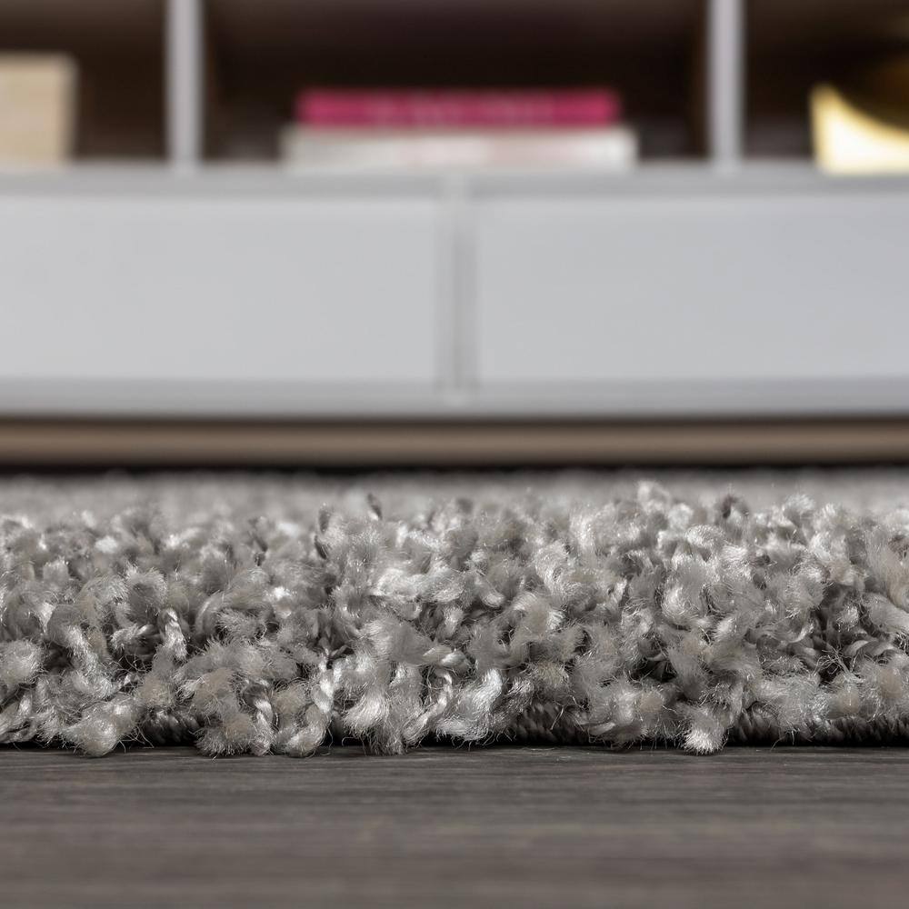 Gray Rectangular Reversible Shag Area Rug with Tassels