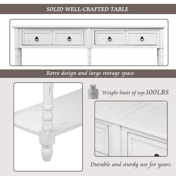 ANBAZAR Espresso Storage Cabinet Console Table with 2-Drawers and 4-Wicker  Baskets for Home Entryway Living Room KZ-031-B - The Home Depot