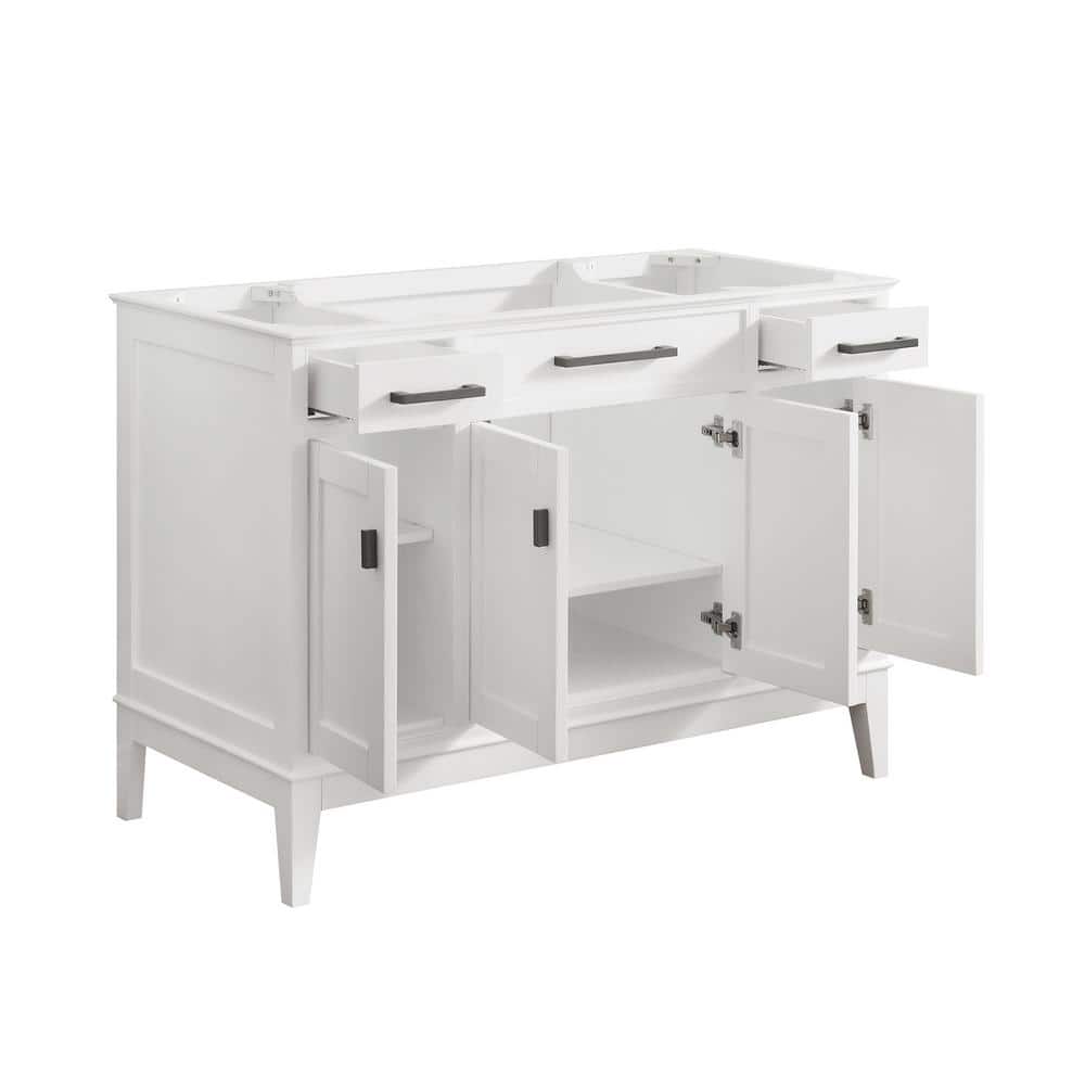 Madison 48" White Solid Wood Freestanding Vanity Base