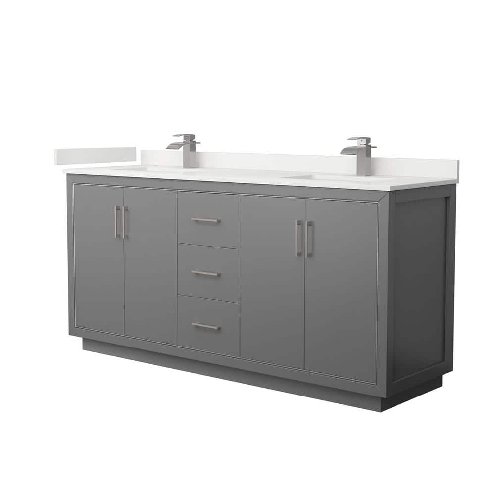 Icon 72 in. W x 22 in. D x 35 in. H Double Bath Vanity in Dark Gray with White Quartz Top price history on PriceWatchPro