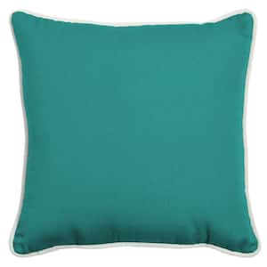 Oasis 20 in. Surf Teal Square Indoor/Outdoor Throw Pillow