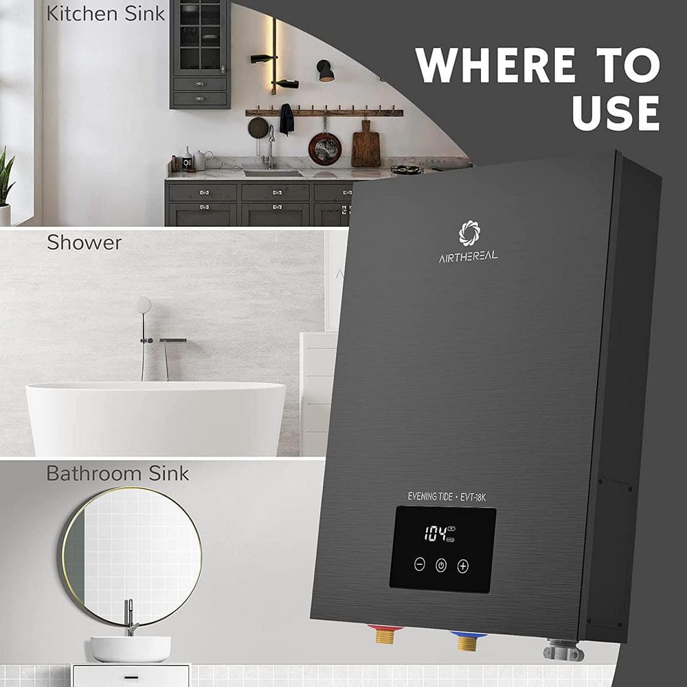 Airthereal 18kW Black Electric Tankless Water Heater
