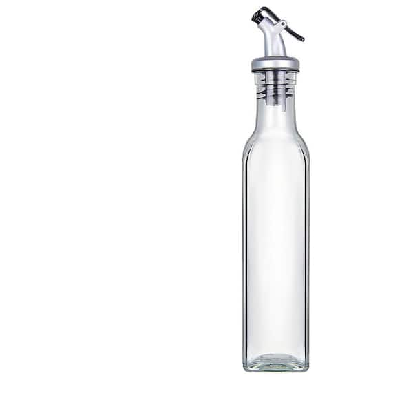 8 oz. Clear Glass Olive Oil Dispenser Bottles, Vinegar Cruet Bottle Includes Pourers and Funnel Label, Cooking Container