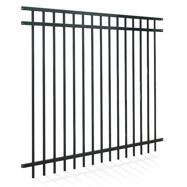 5 ft. x 6 ft. Heavy Duty Flat Top Metal Fence Panel, Anti-Rust Decorative Garden Fence Panel (Single Panel)