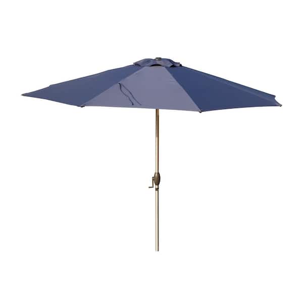 Domi 10 ft. Market Patio Umbrella with Push-Button Tilt and Crank in Navy Blue