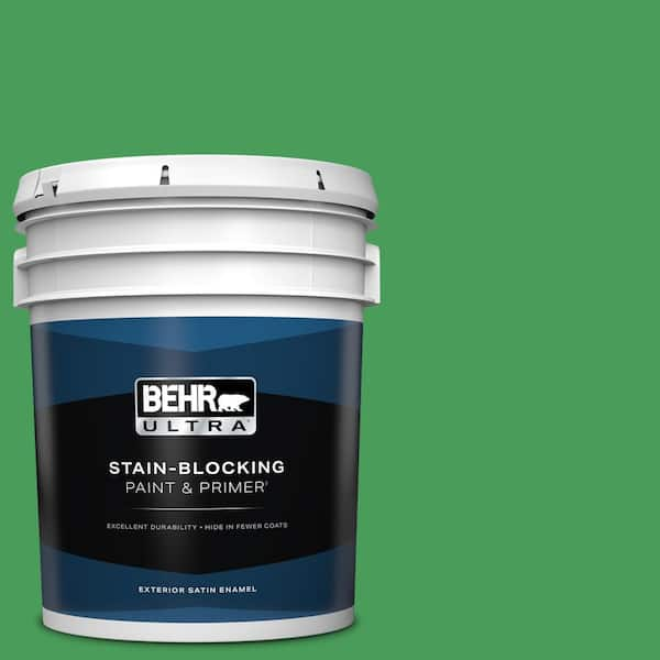 BEHR ULTRA 5 gal. #P400-6 Clover Patch Satin Enamel Exterior Paint & Primer