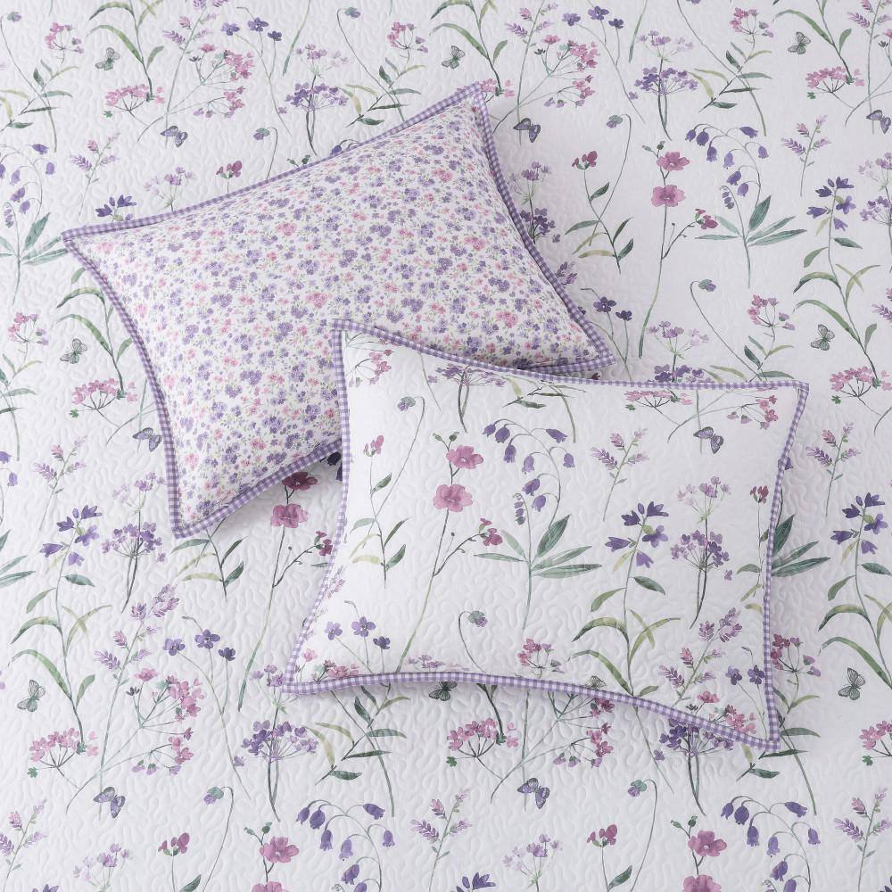 Lavender and Lilac Floral Twin Quilt Set