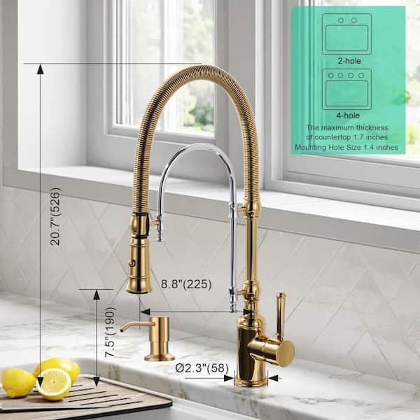 AVITAS Single Handle Pull Down Sprayer Kitchen Faucet Solid Brass