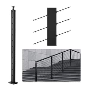 Cable Railing Post 42 in. L x 1 in. W x 2 in. H Steel 30° Angled Hole Stair Railing Post Cable Rail Post (1-Pack )