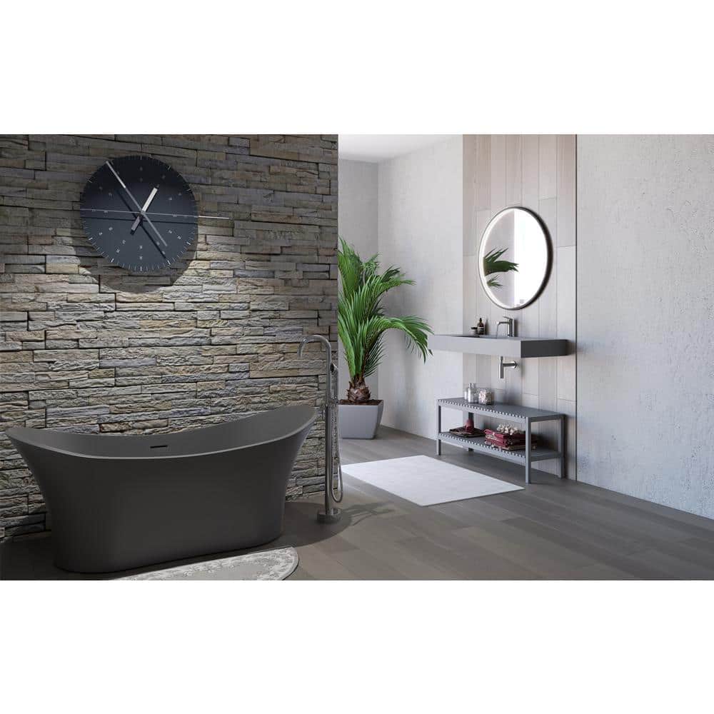 Ocean 69" Gray Solid Surface Freestanding Bathtub