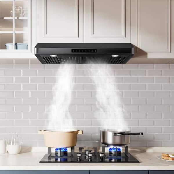 VIKIO 30 in. 900CFM Ducted Under Cabinet Range Hood in Black