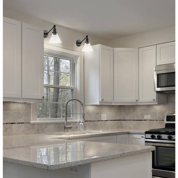 Cowie 8 in. Oil Rubbed Bronze Iron/Glass Adjustable LED Wall Sconce (Set of 2)