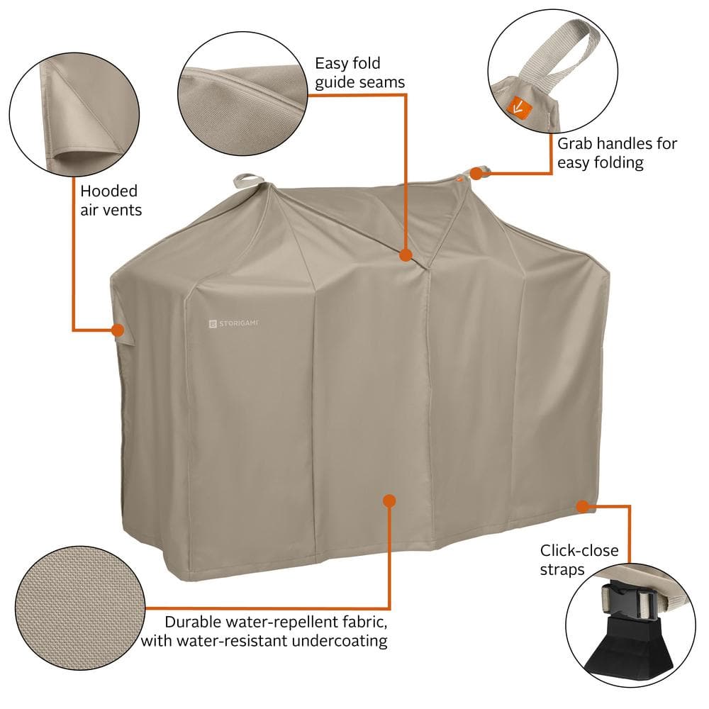 Storigami Easy Fold Water-Resistant Tan BBQ Grill Cover