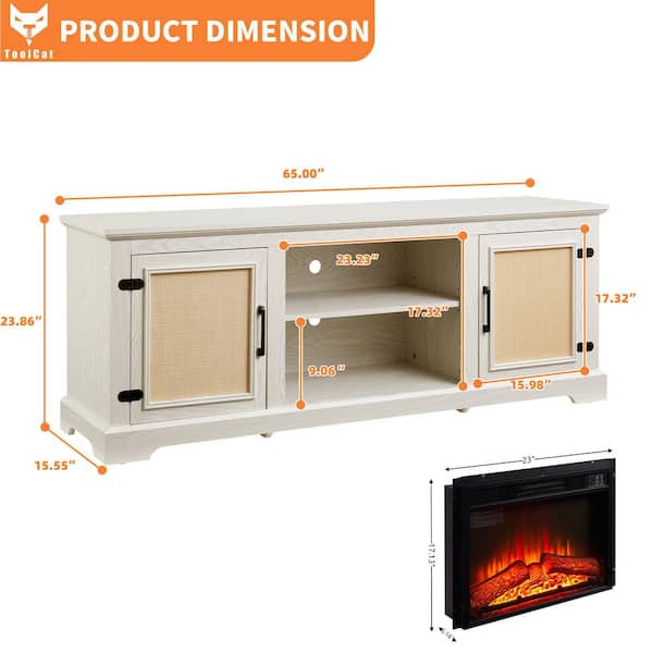 ToolCat 65 in. Freestanding TV Stand with 23 in. Fireplace Insert